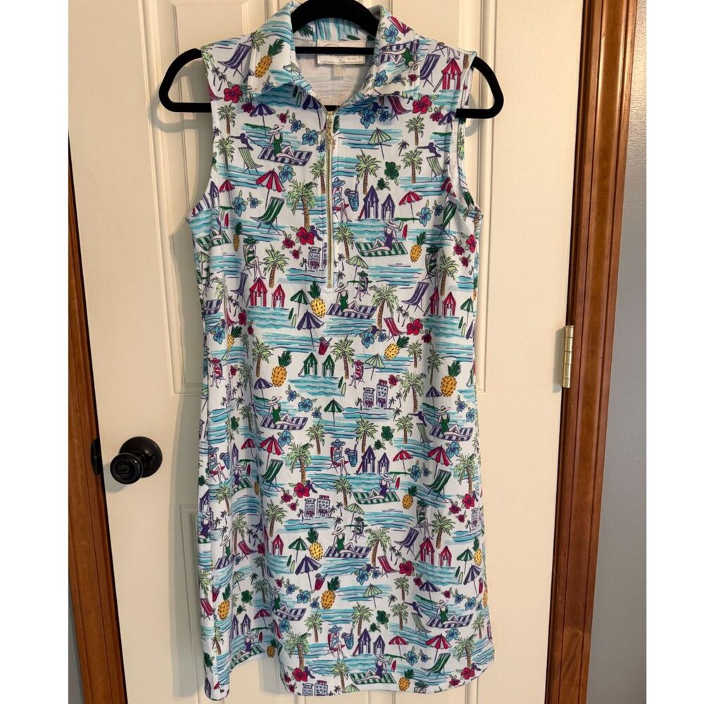 New!! Pappagallo Women's Tropical Dress with Front Zipper size M